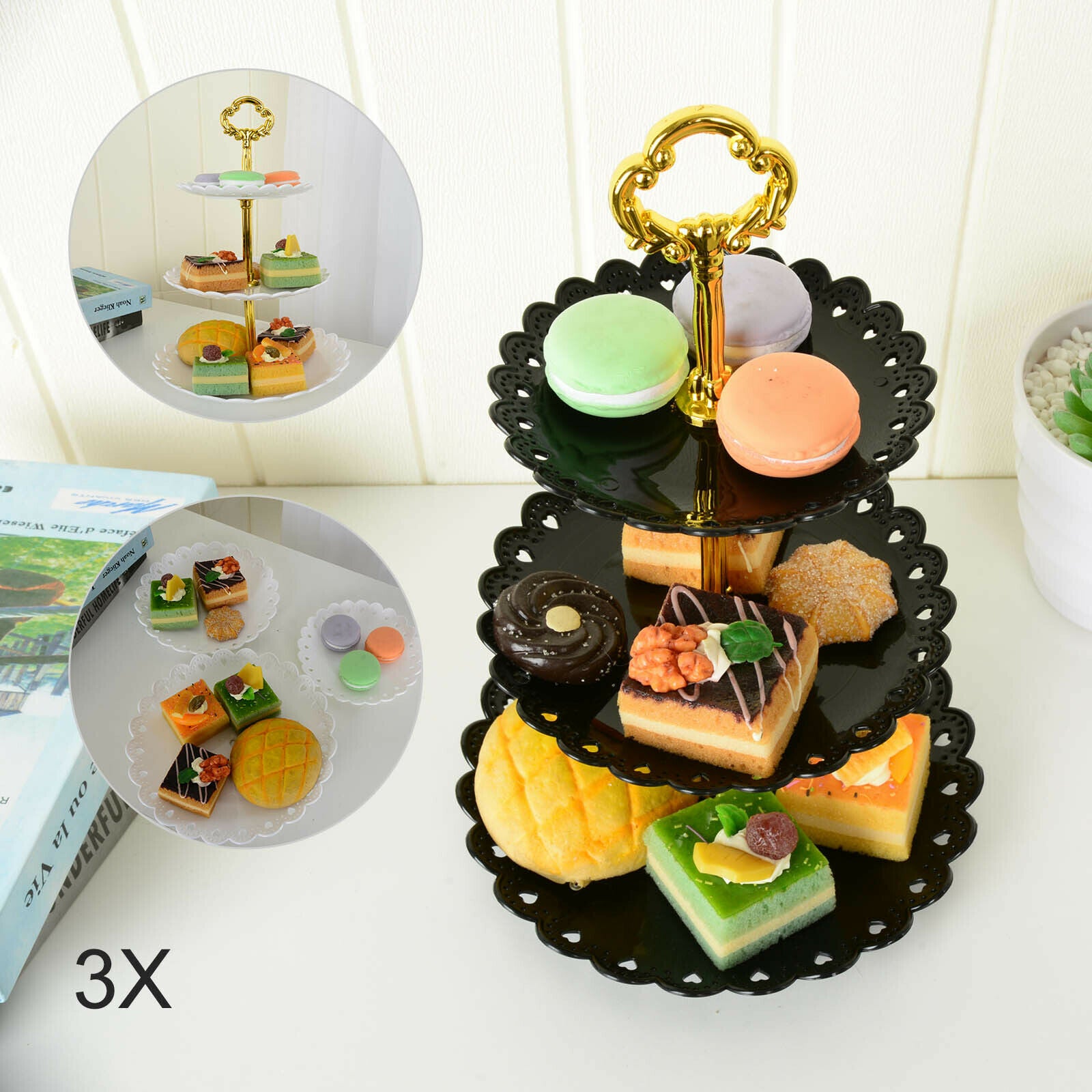 3 Tier Cake Stands Food Fruit Stands Wedding Party Cupcake xmas Cake Stands