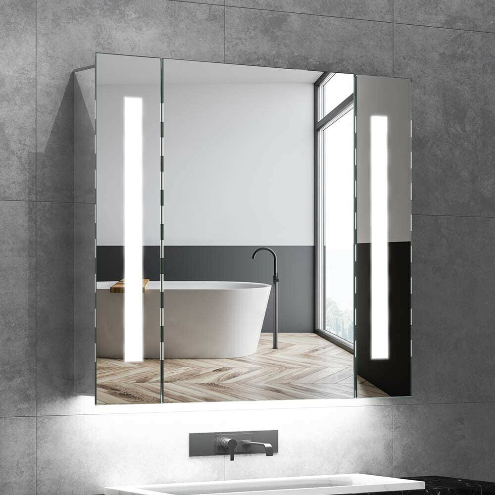 LED Bathroom Mirror Cabinet Lights Illuminated with Demister Shaver Socket Touch