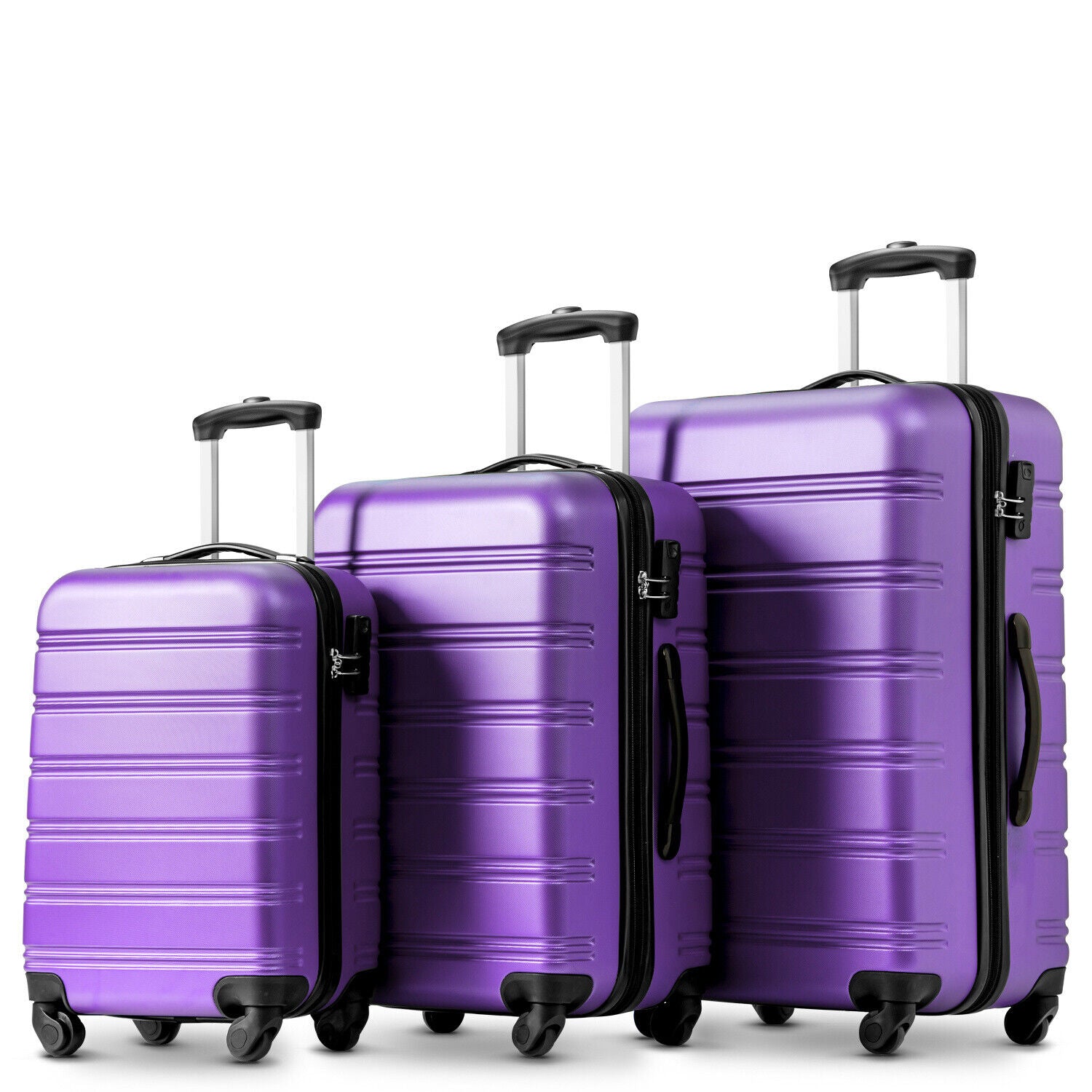 20 24 28 Inch Suitcase Set ABS Large Hard Shell Cabin Hand Travel Luggage Purple