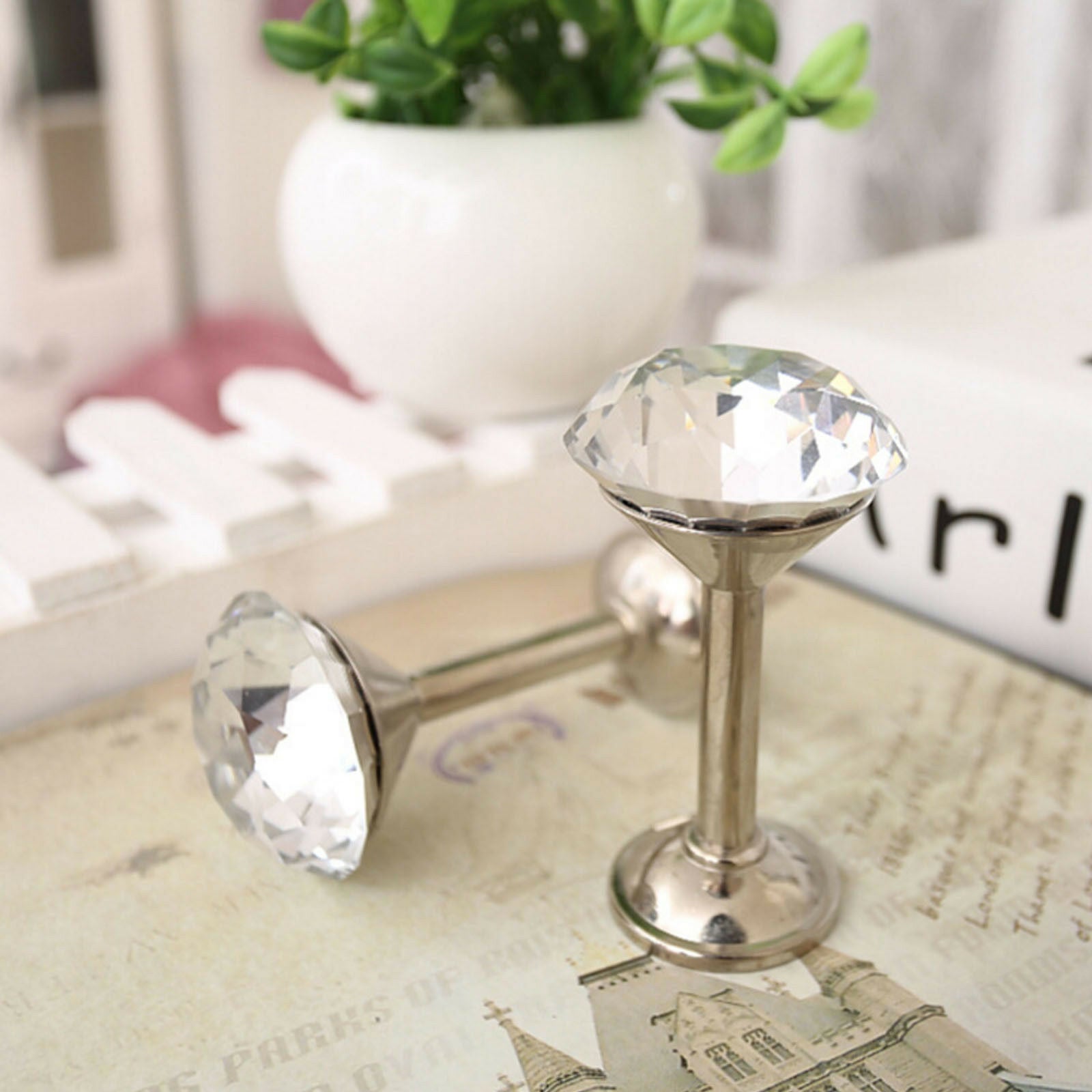 2x Silver Gold Crystal Curtain Wall Hooks Tie Backs Hanger Holder Home Deco