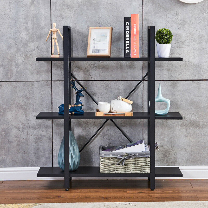 3 Tiers Bookshelf Bookcase Industrial Book shelves Display Unit Living Room Home
