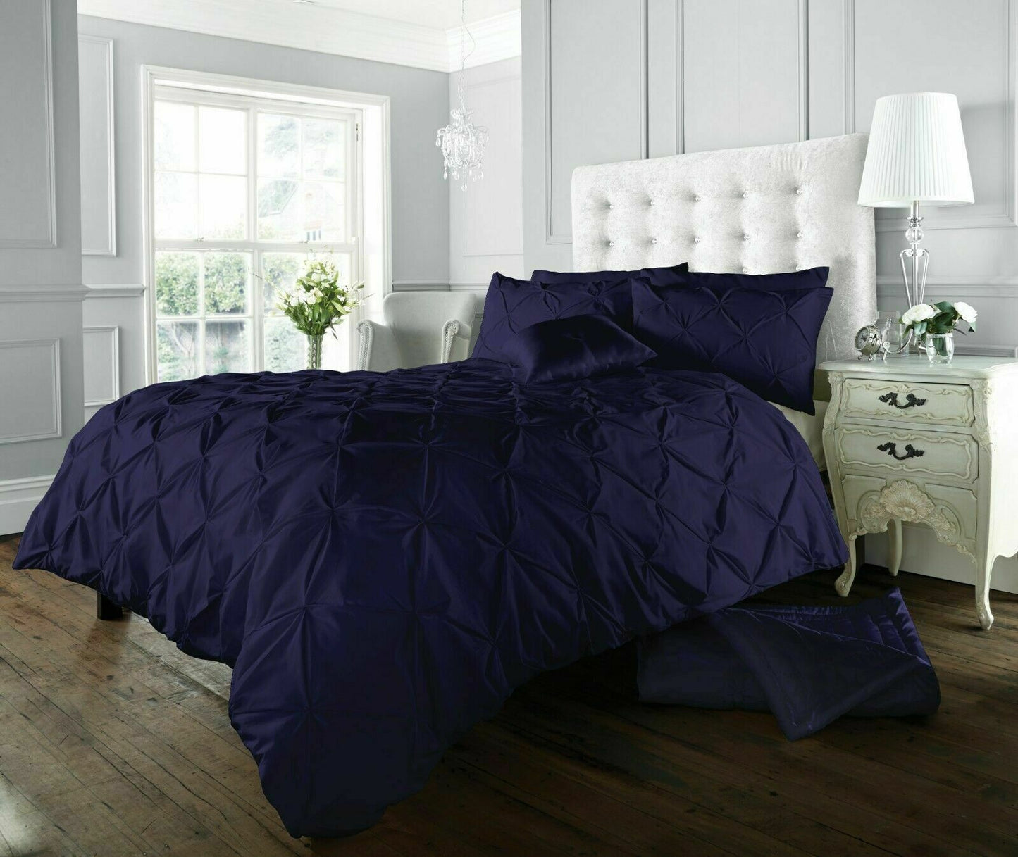 Pintuck Pleated Alford Duvet Cover Set Bedding With Pillowcase All Sizes Colours