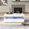 Coffee Table High Gloss LED RGB Tea Table With Storage Drawers Living Room HT