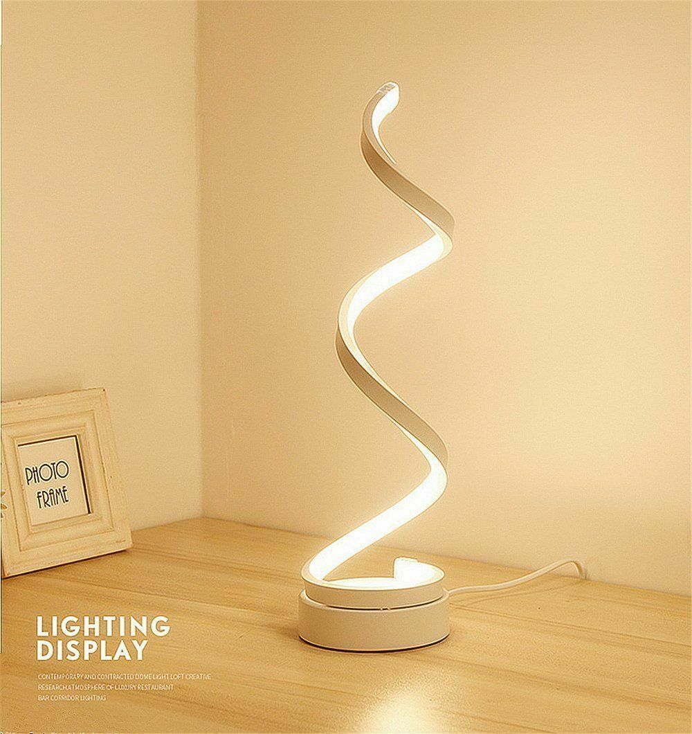 Modern LED Bedside Spiral Table Lamps Creative Design Curved Dimmable Cool White