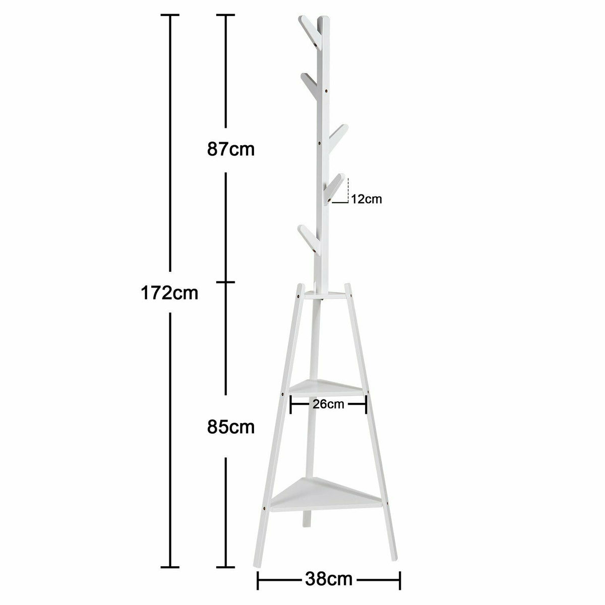 Wooden Coat Stand Clothes Storage Shelves Hats Freestanding Hallway Be