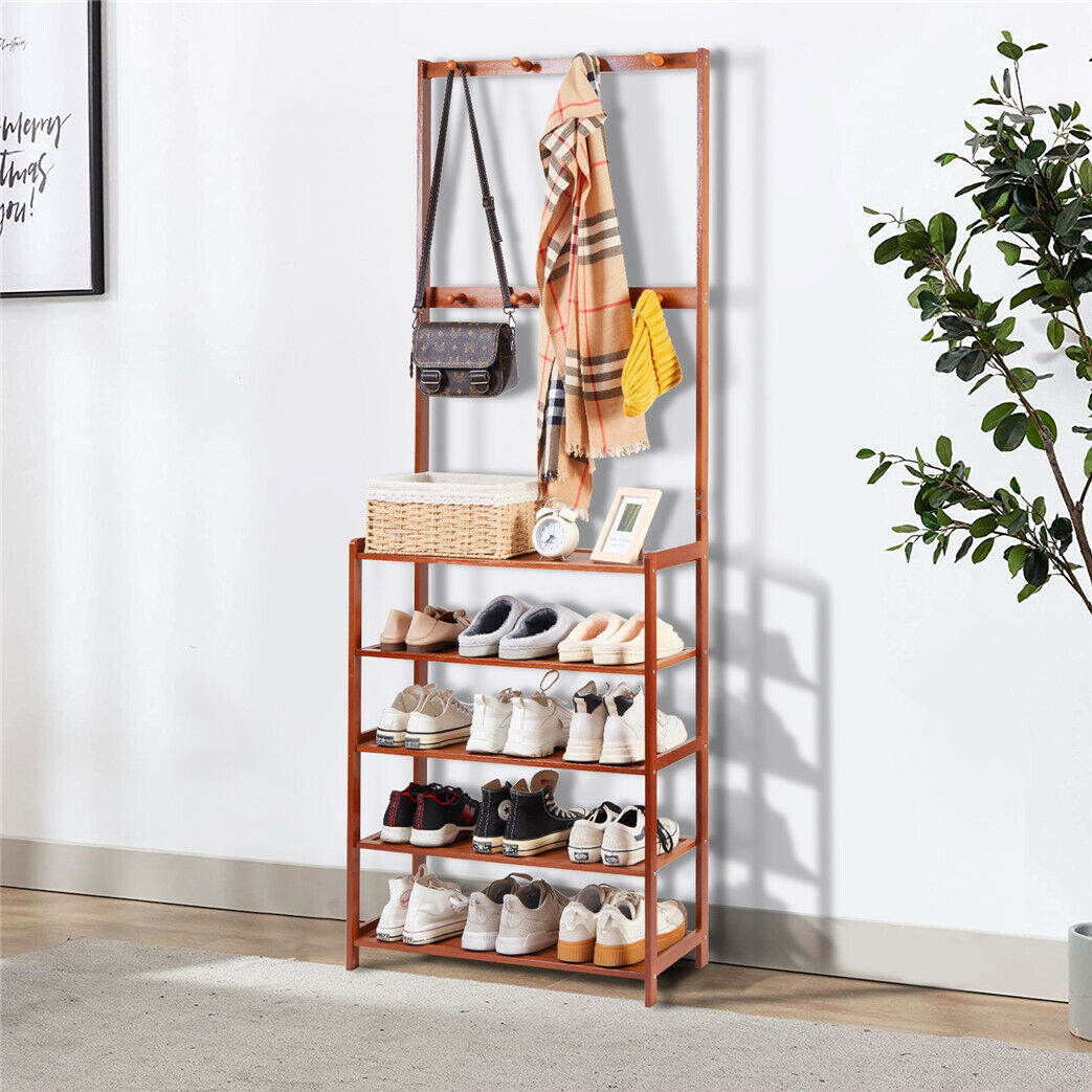 180cm Clothes Rail Hanging Rack Shelf Entryway Shoe Organizer Stand Multi Tier
