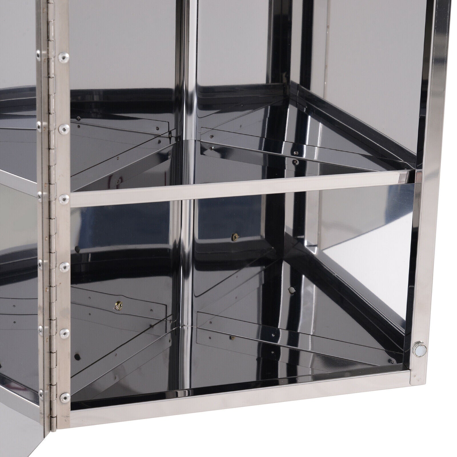 Bathroom Corner Wall Mirror Storage Cabinet Cupboard Stainless Steel