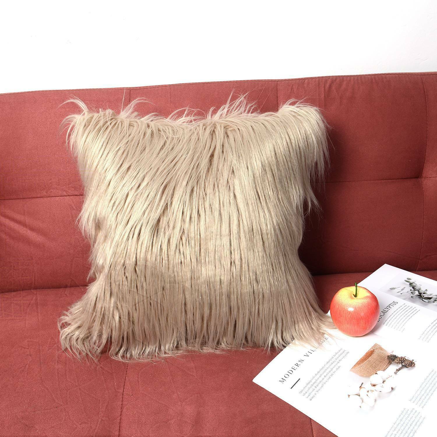 45x45cm Home Decoration Soft Fur Fluffy Sofa Pillow Case Plush Cushion Cover