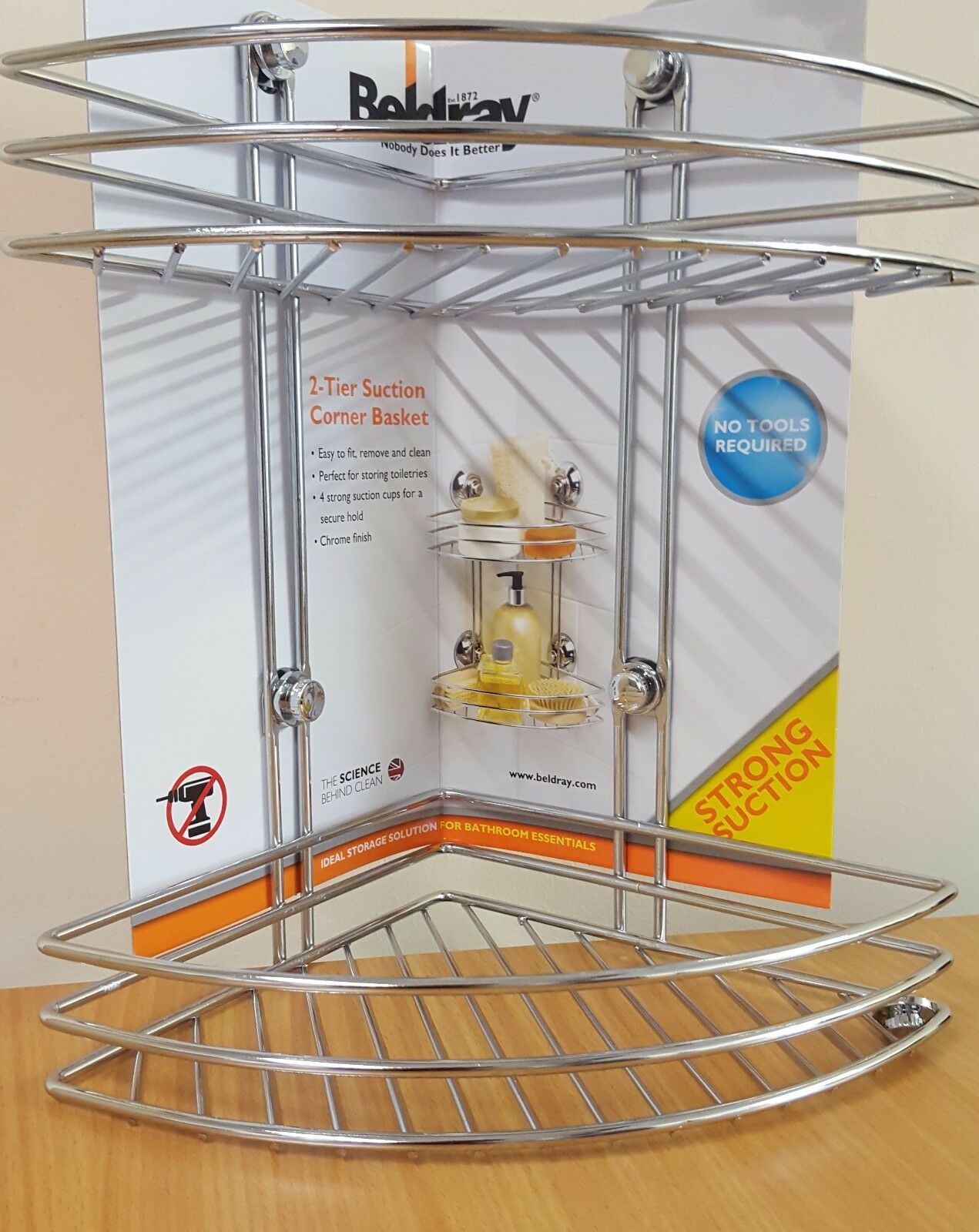 Tidy Shower Caddy Chrome/Metal Style Suction Shower/Bath Caddy Various Designs