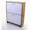 WOODEN SHOE STORAGE CABINET RACK 2 DRAWER CUPBOARD FOOTWEAR SHOE STAND RACK UNIT