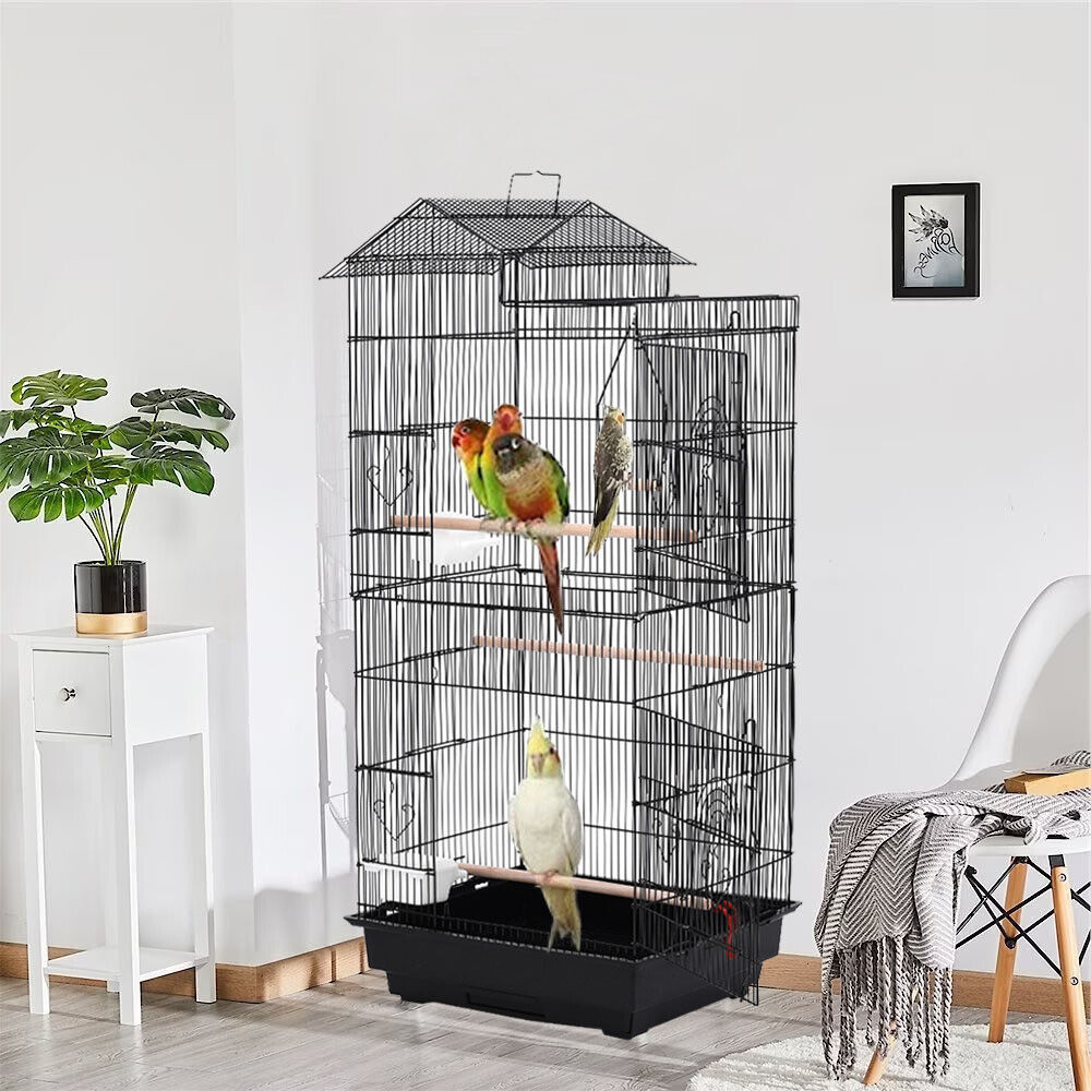 Extra Large Metal Bird Parrot Cage Birdcage for Canary Budgie Cockatiel w/ Stand