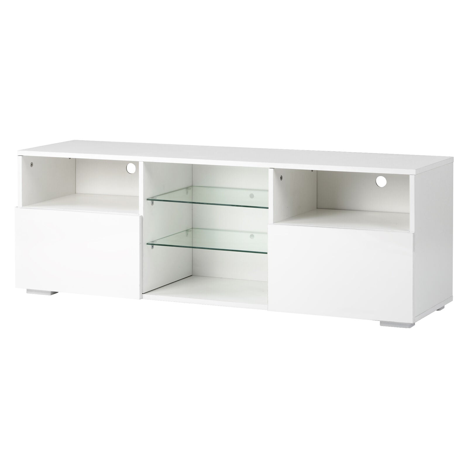 White Modern TV Stand Sideboard Cabinet Matt Body High Gloss Doors LED Lights