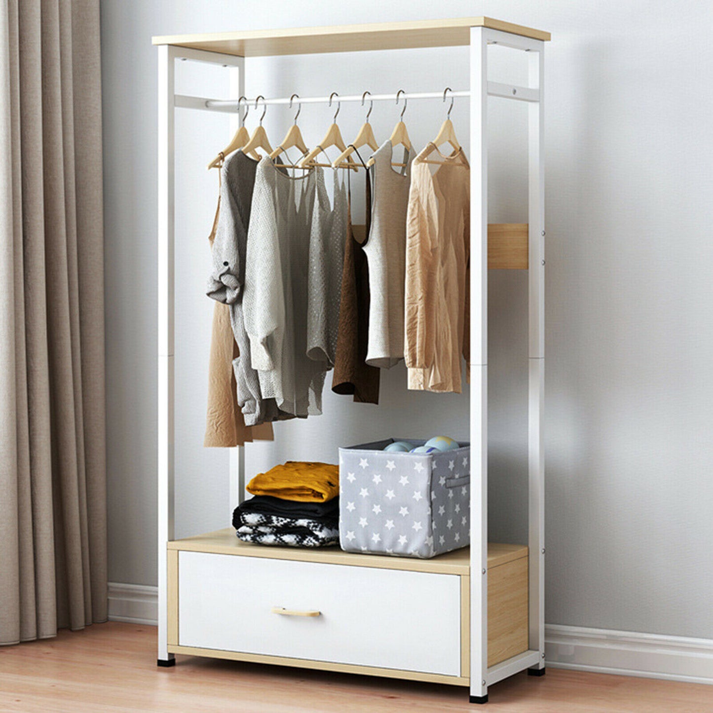Clothes Rail Hanging Wardrobe Organizer Coat Hat Rack Stand Shoe Storage Shelves