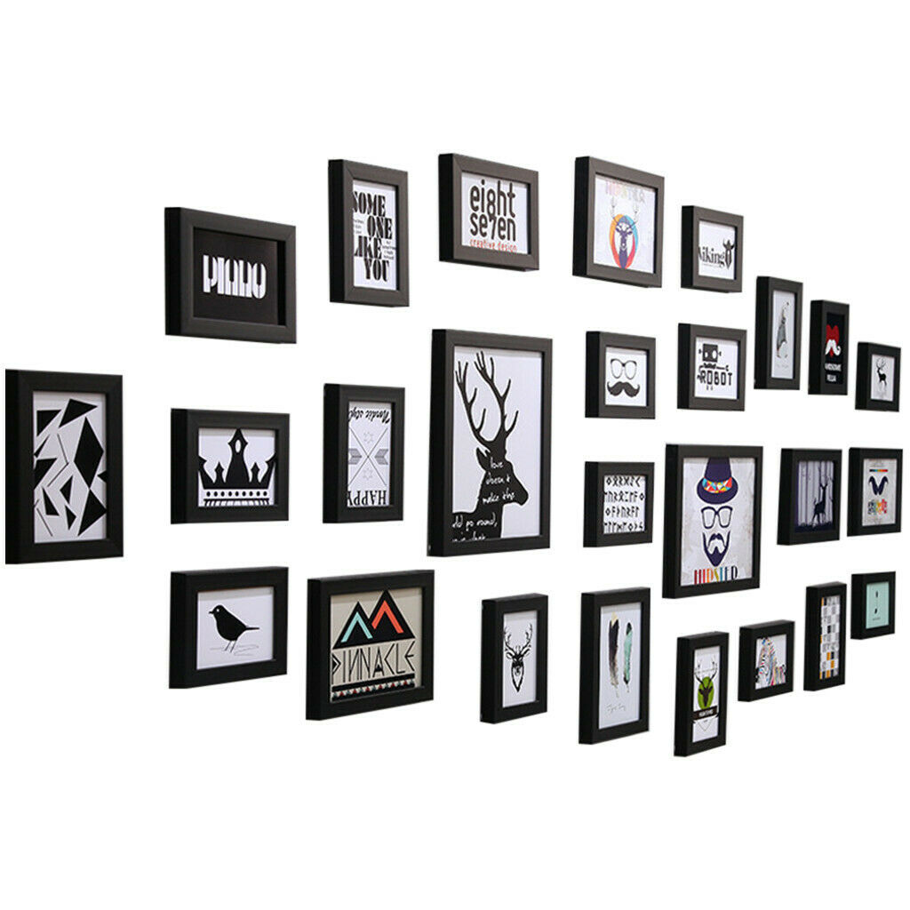 26 PCS Wall Mount Photo Frames Multi Picture Wall Set Home Living Room Decor