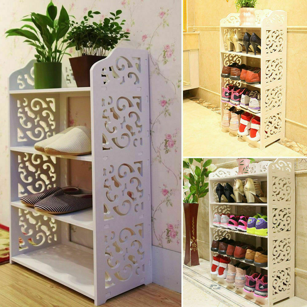 3/4/5/6 Tiers Shoe Rack Storage Shelf Display Stand Organiser Unit Cabinet White