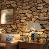 Stone Wall Wallpaper Roll 3D Effect Vinyl Wallcovering For Living Room Decor