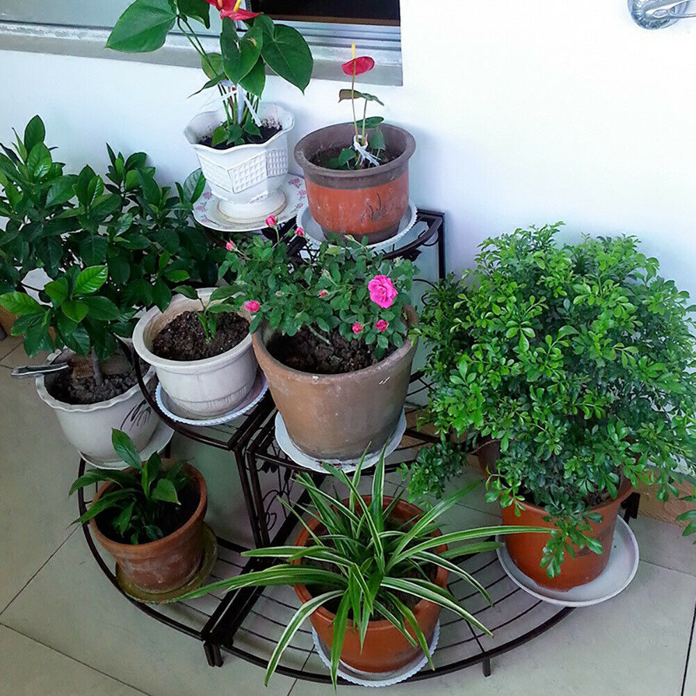 3 Tier Iron Outdoor Plant Pot Stand Flower Display Shelf Rack Home Garden Indoor