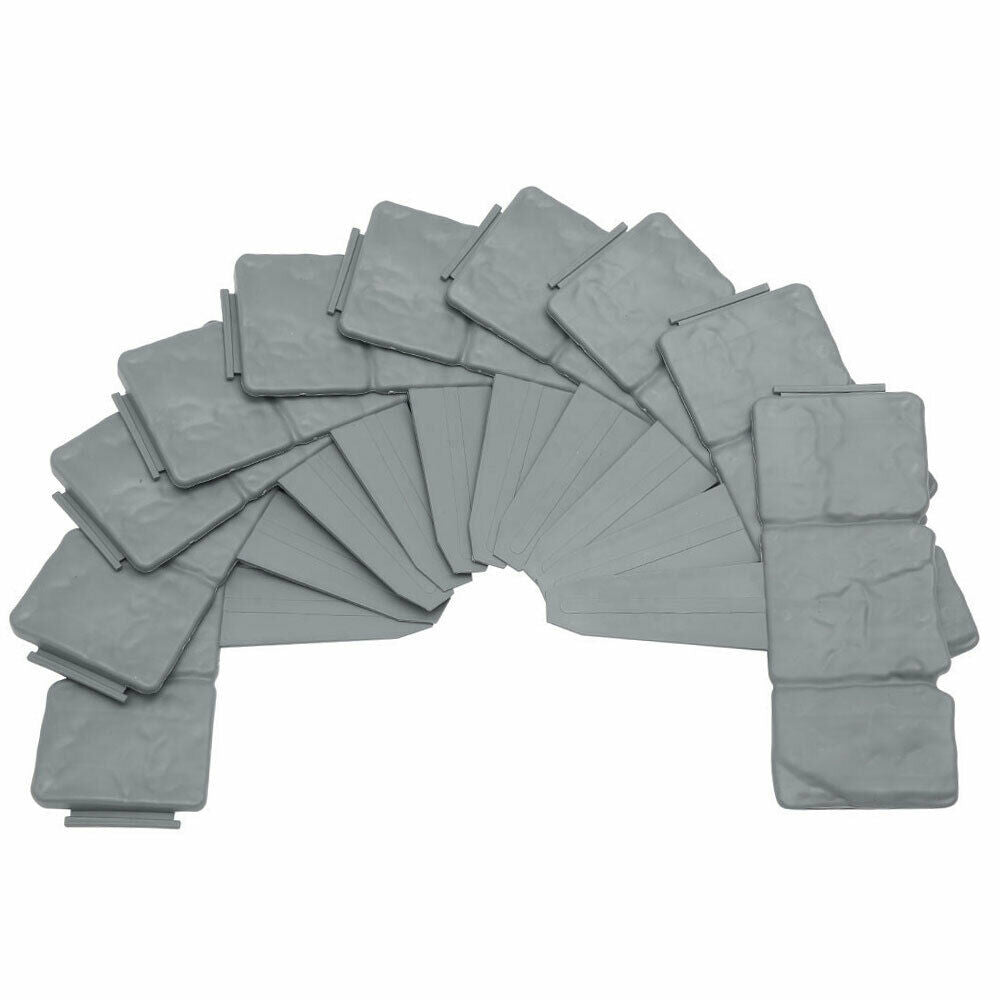 10X Plastic Garden Lawn Cobbled Stone Effect Edging Plant Border Grey