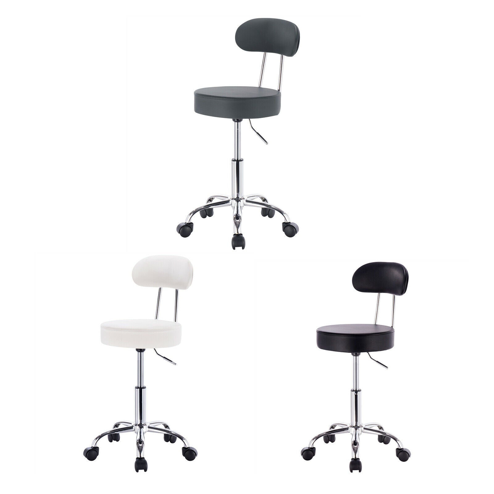 Faux Leather Breakfast Bar Stool Swivel Kitchen Chair Chrome Gas Lift Pub Stools