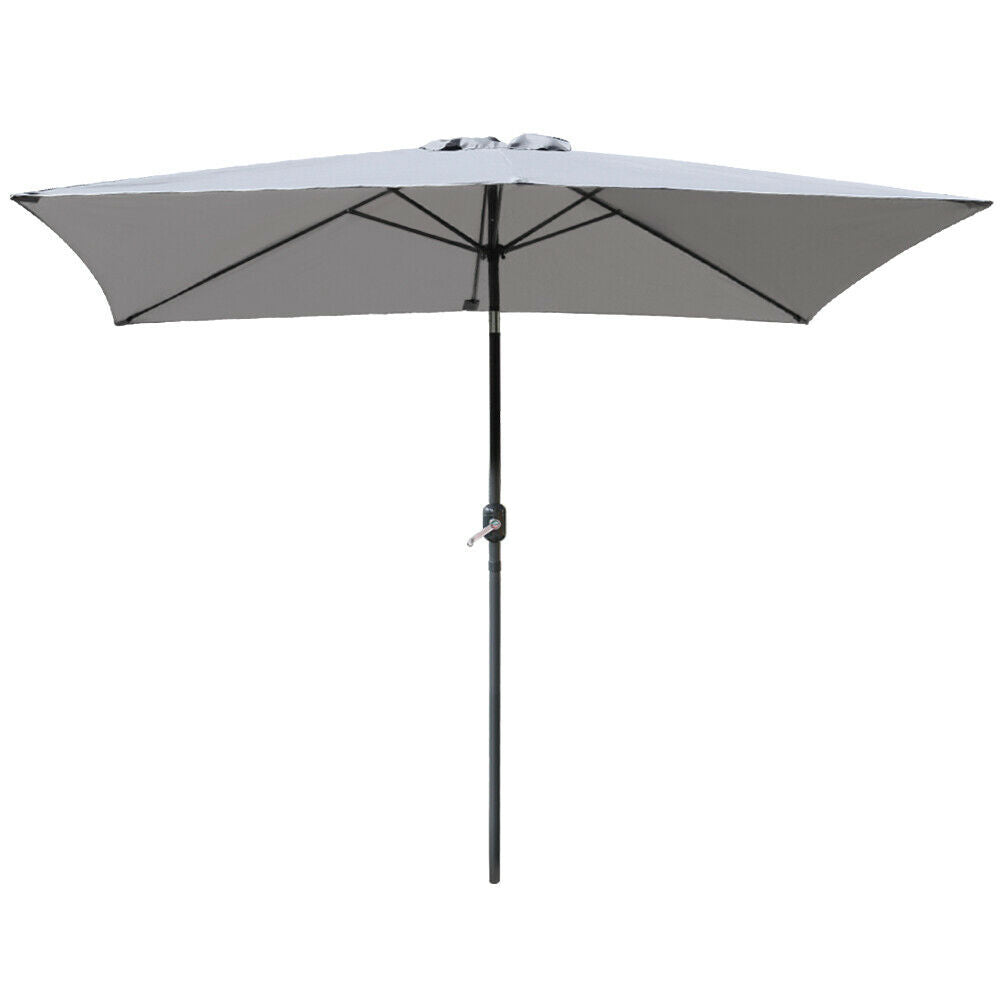 2x3M Outdoor Parasol Patio Sun Shade Garden Umbrella Crank Rectangular Grey