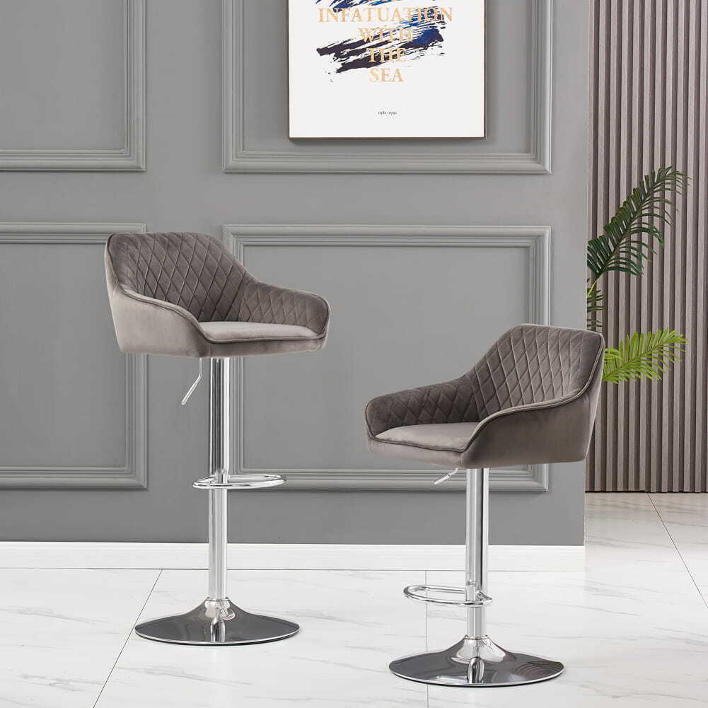 Bar Stools Gas Lift Stools Velvet Breakfast Kitchen Club Cafe Pub Swivel Chairs