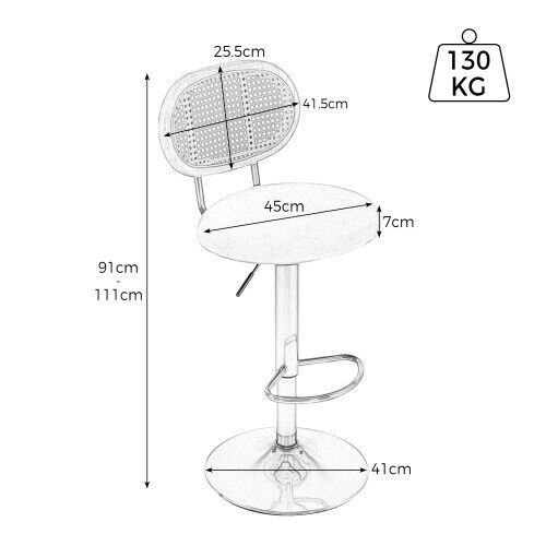 Bar Stools Set of 2 Dining Chair Swivel Velvet Pub Bar Lounge Chairs HT