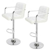 2×Bar Stools Leather Chairs Breakfast Chairs Swivel Gas Lift Kitchen with Arm