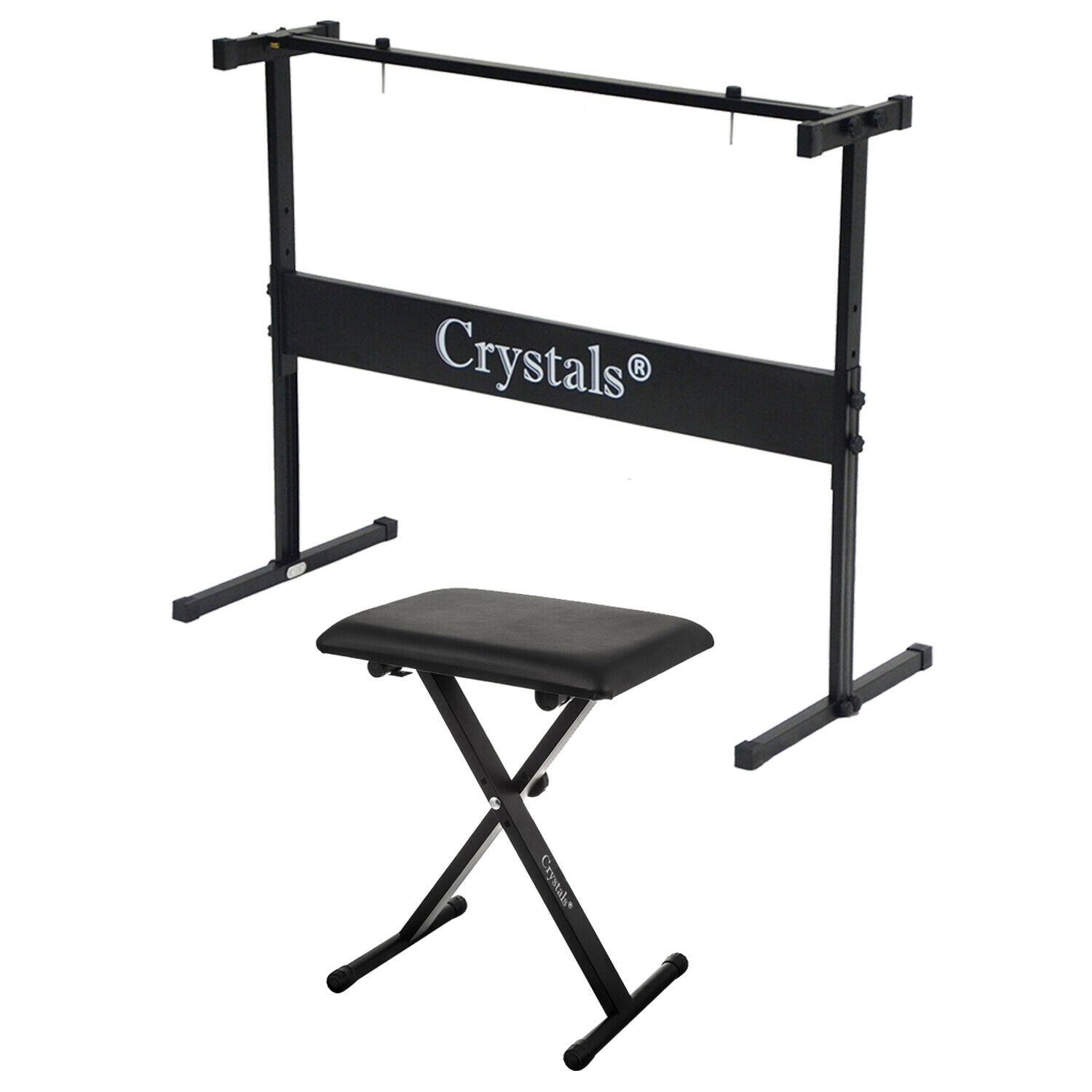 HEIGHT ADJUSTABLE RECTANGULAR FRAME FULL SIZE MUSIC PIANO KEYBOARD STAND & CHAIR