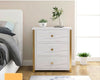 3 Drawers Bedside Table Nightstand Cabinet Bedroom Storage Home White Marble UK