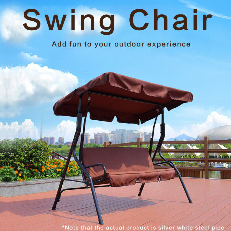 3 Seater Garden Swing Chair Outdoor Hammock Bench Lounger Patio Canopy HeavyDuty