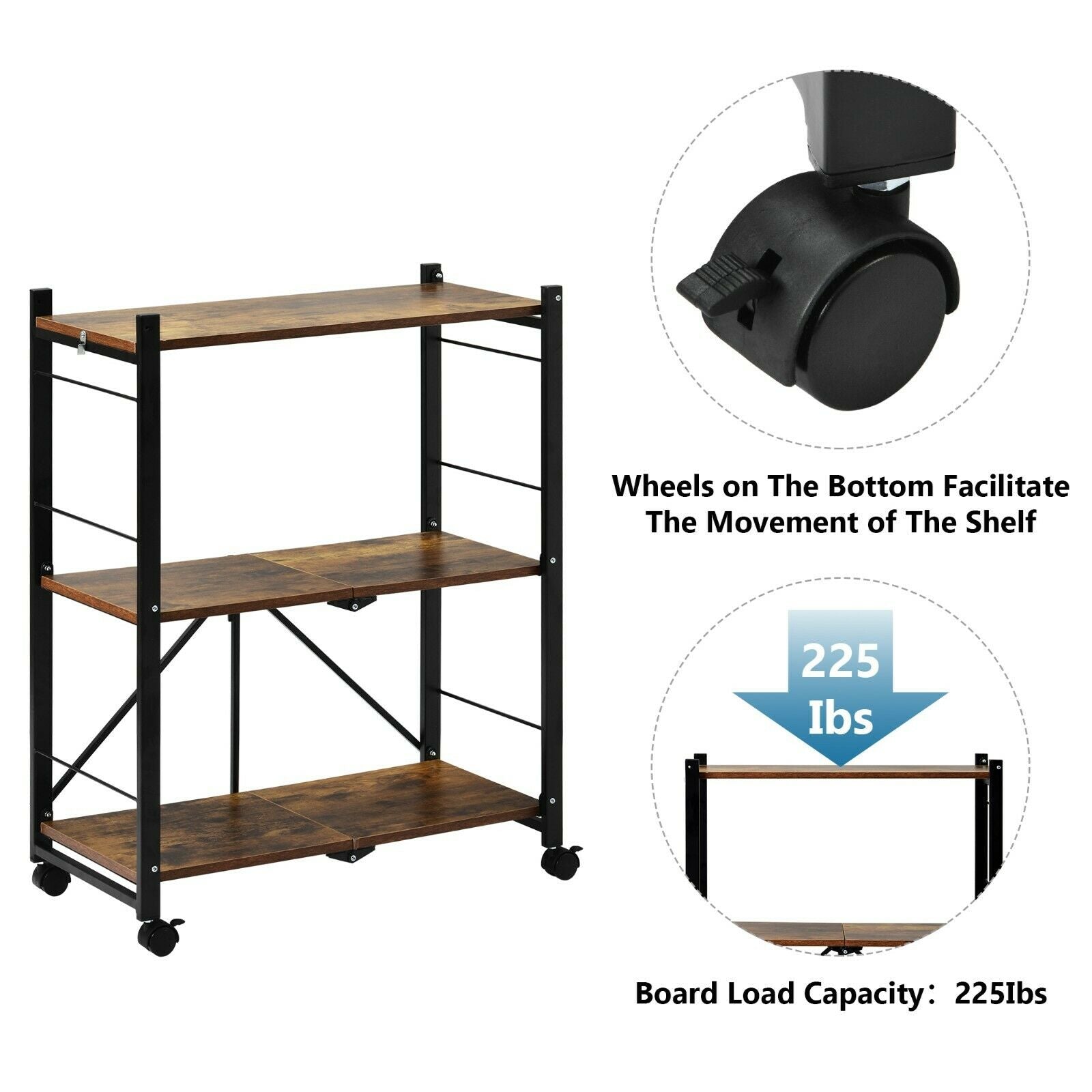 Kitchen Storage Trolley Cart Rolling Drawer Cupboard Shelves With Locking Wheels
