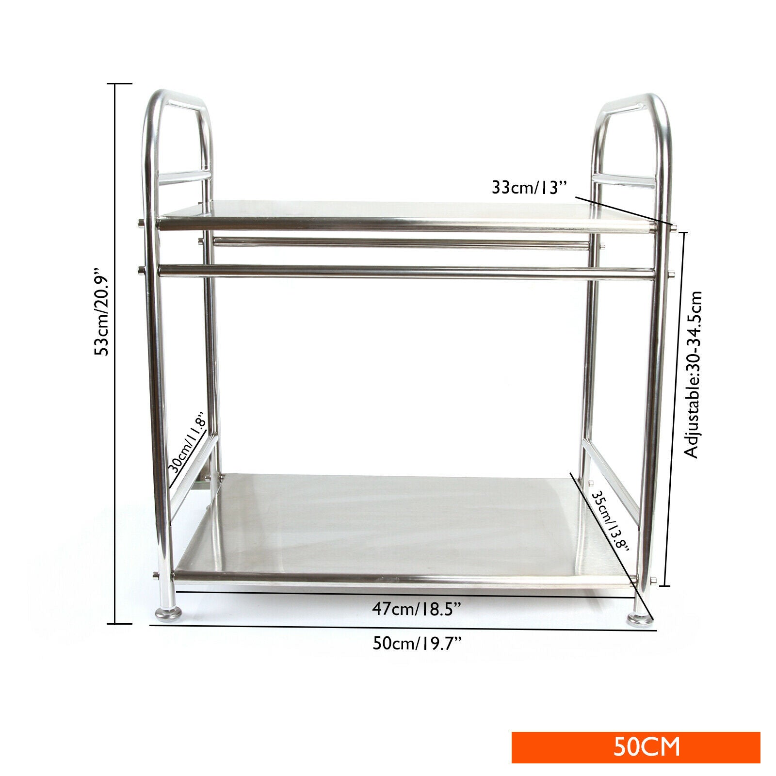 2 Tier Kitchen Shelf Stainless Steel Microwave oven Rack Stand Storage Holder