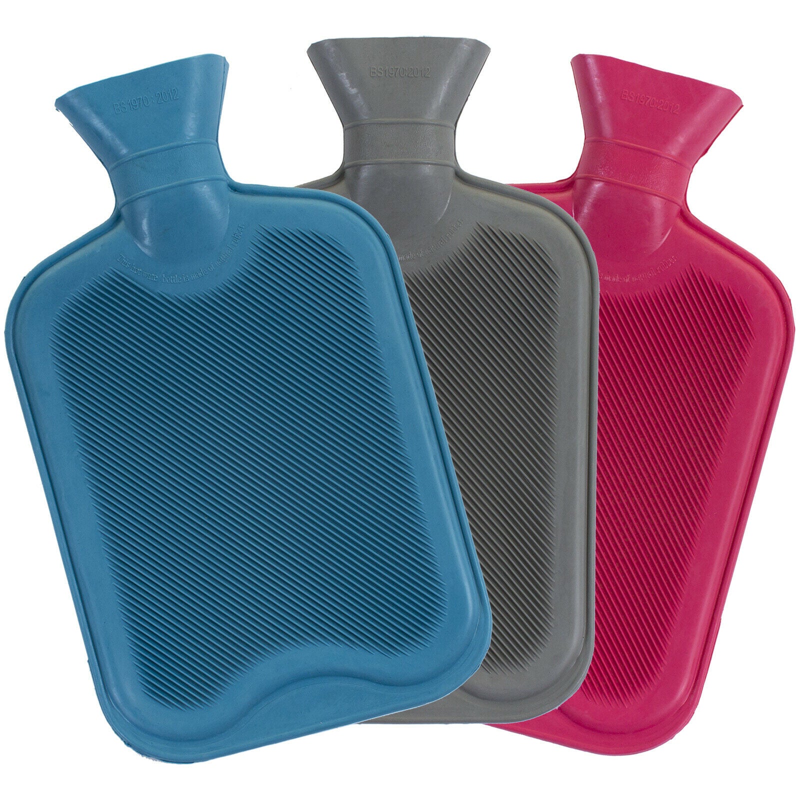 2L Hot Water Bottle Natural Rubber Winter Warmer Large Cosy British Standard NEW