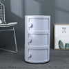 3 Tier Round Bedside Cabinet Slide Drawer Storage Unit ABS Cupboard Bathroom
