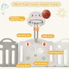 14 Panels Foldable Baby Playpen with Activity Panel & Basketball Hoop Grey HT