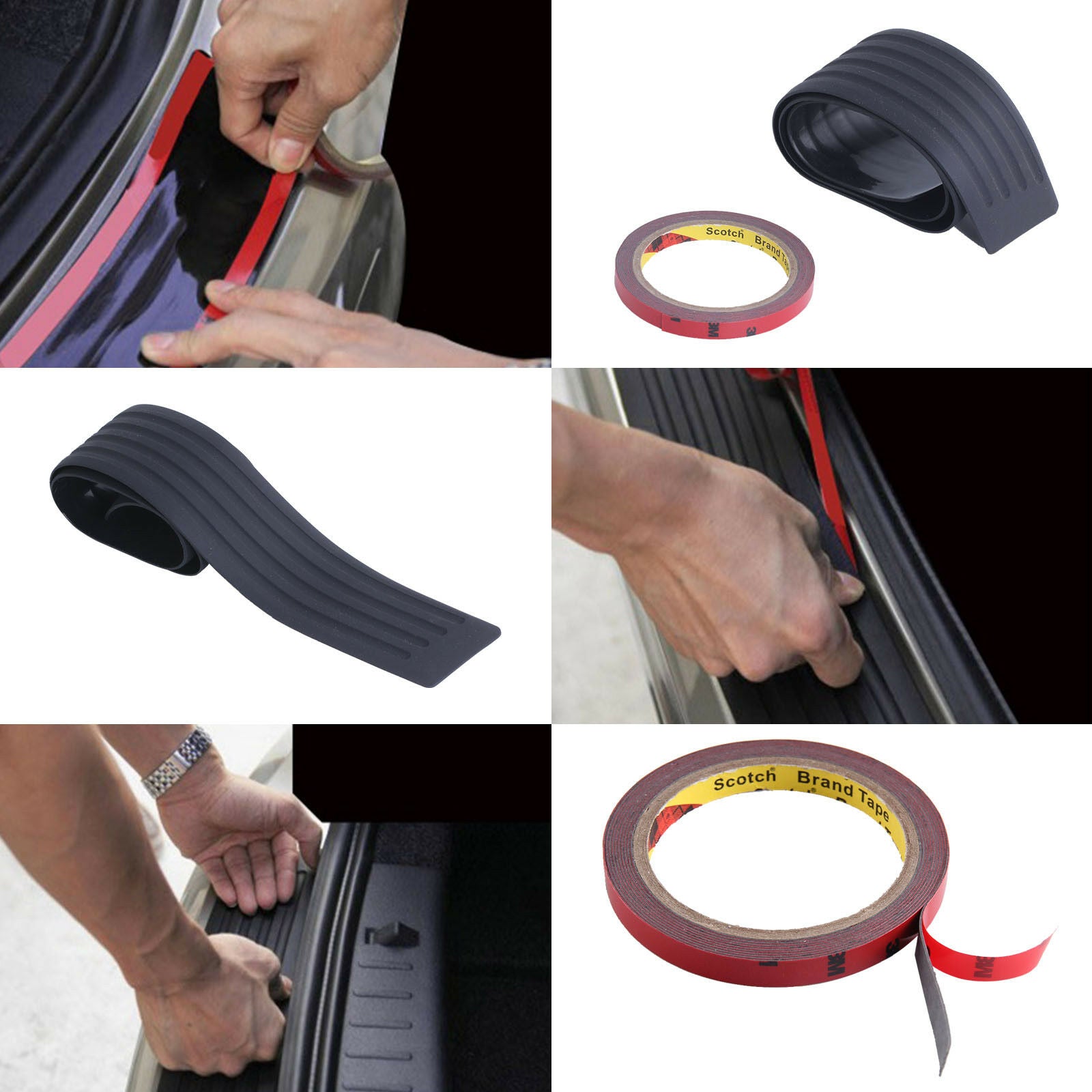 New Rear Bumper Scratch Guard Protector Cover Strip Plate Bendable Rubber 90cm