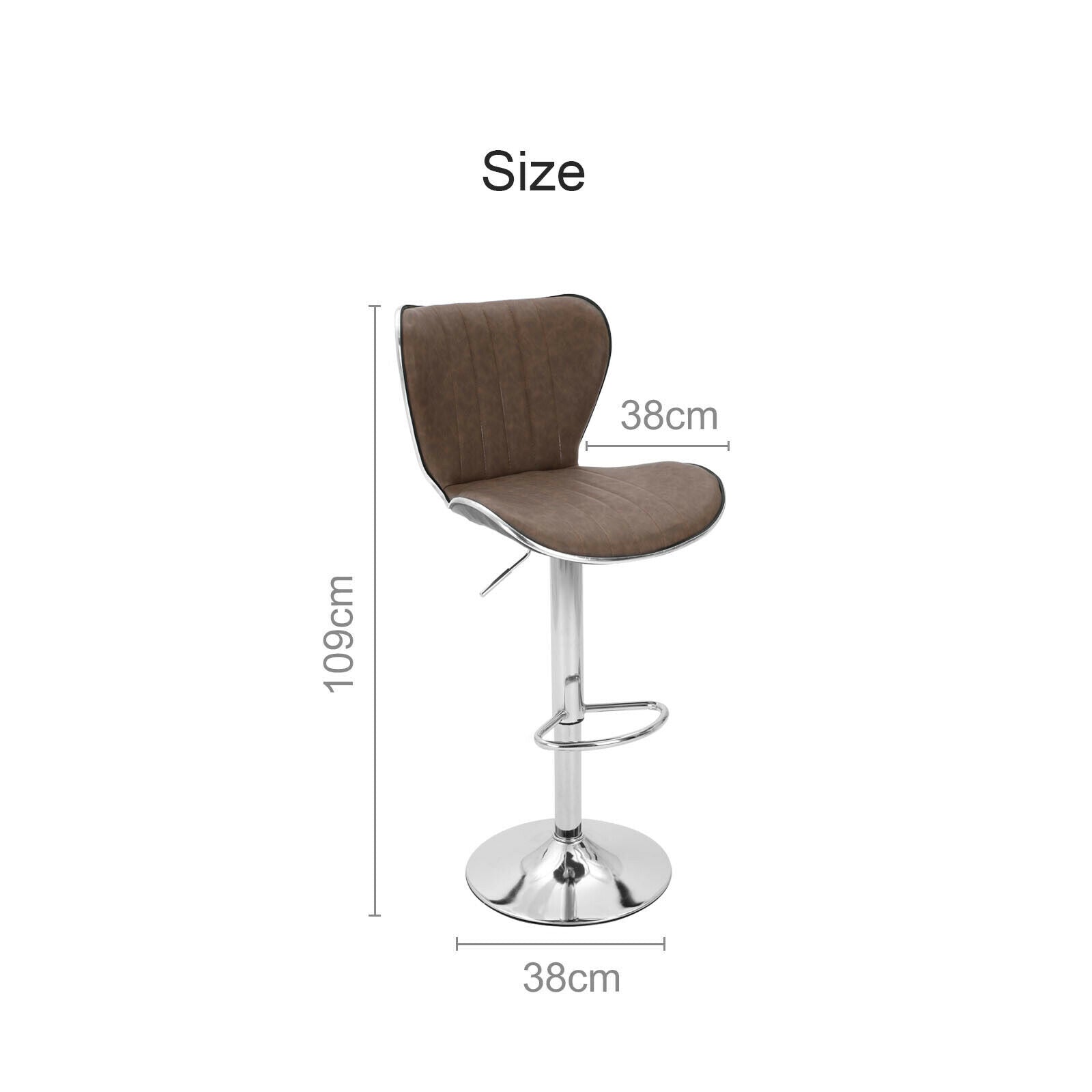 2pcs Bar Stools Faux Leather Kitchen Breakfast Barstools Dark Brown Lift Swivel