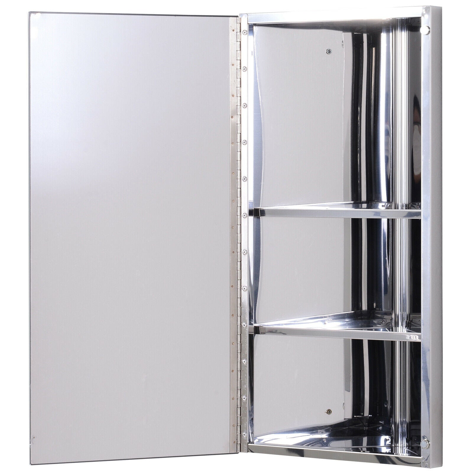 Bathroom Corner Wall Mirror Storage Cabinet Cupboard Stainless Steel