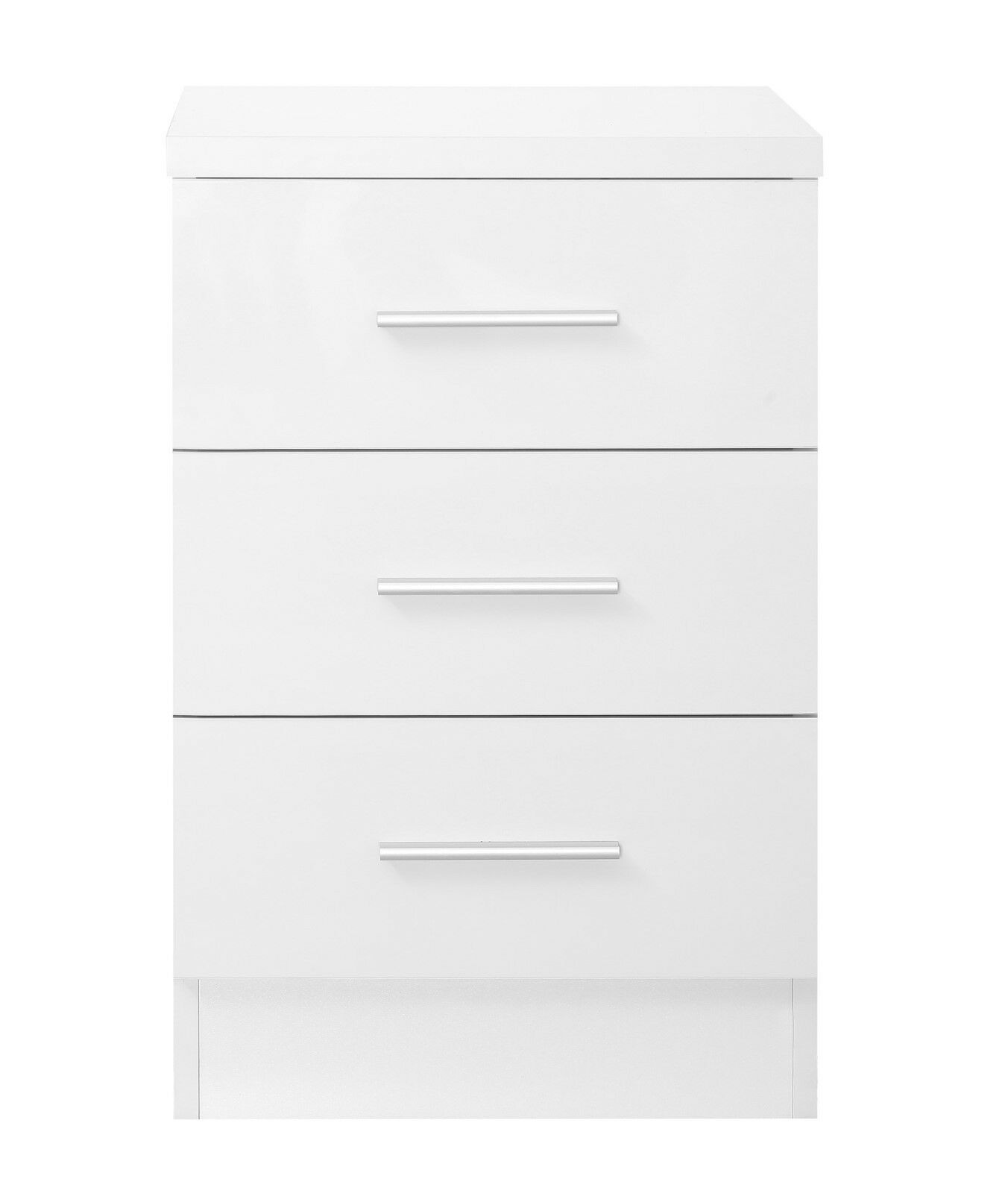 REFLECT XL - 3 Drawer Bedside Table in White High Gloss / Matt White - Bedroom