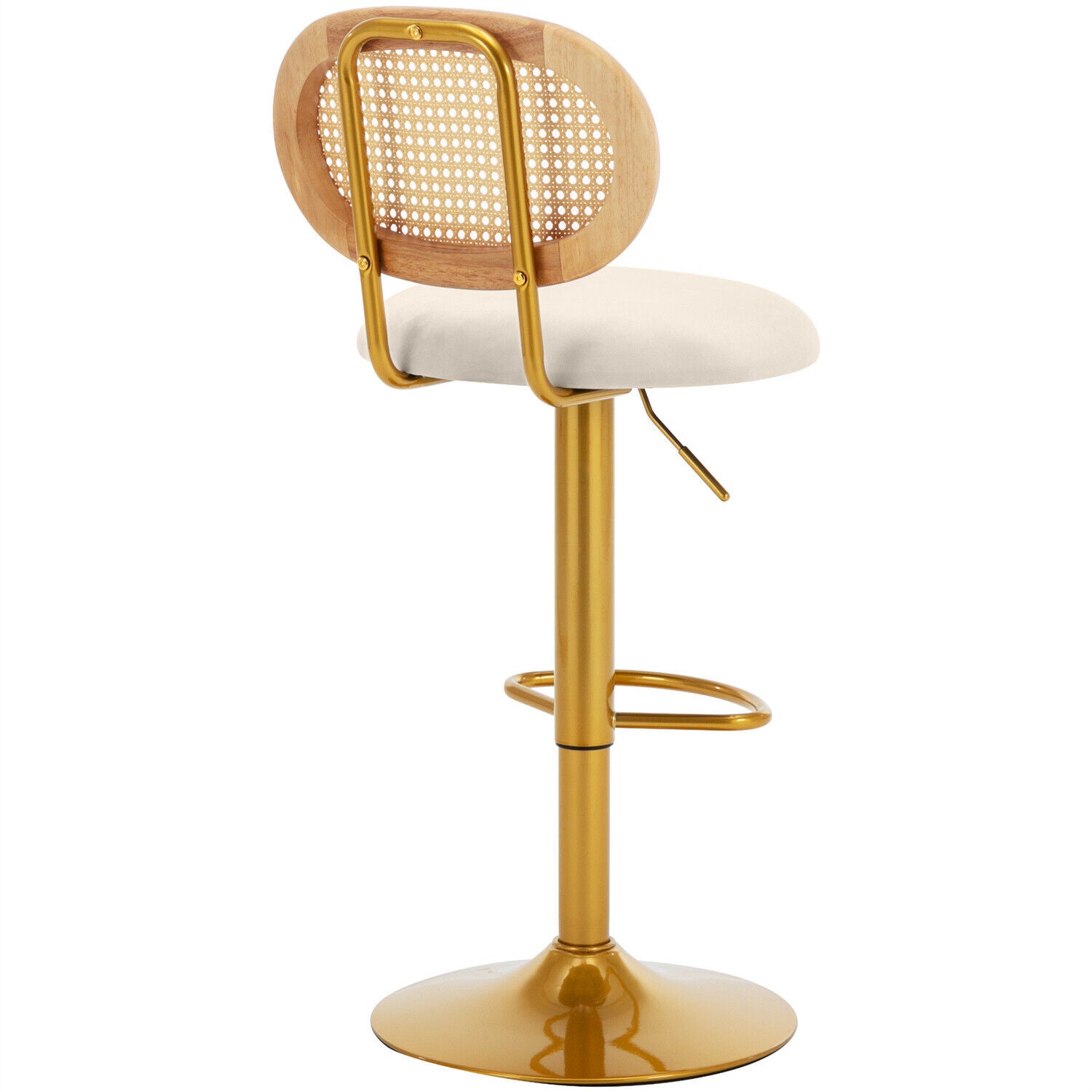 Bar Stools Set of 4 Swivel Bar Chairs Upholstered Velvet Gas Lift with Footrest