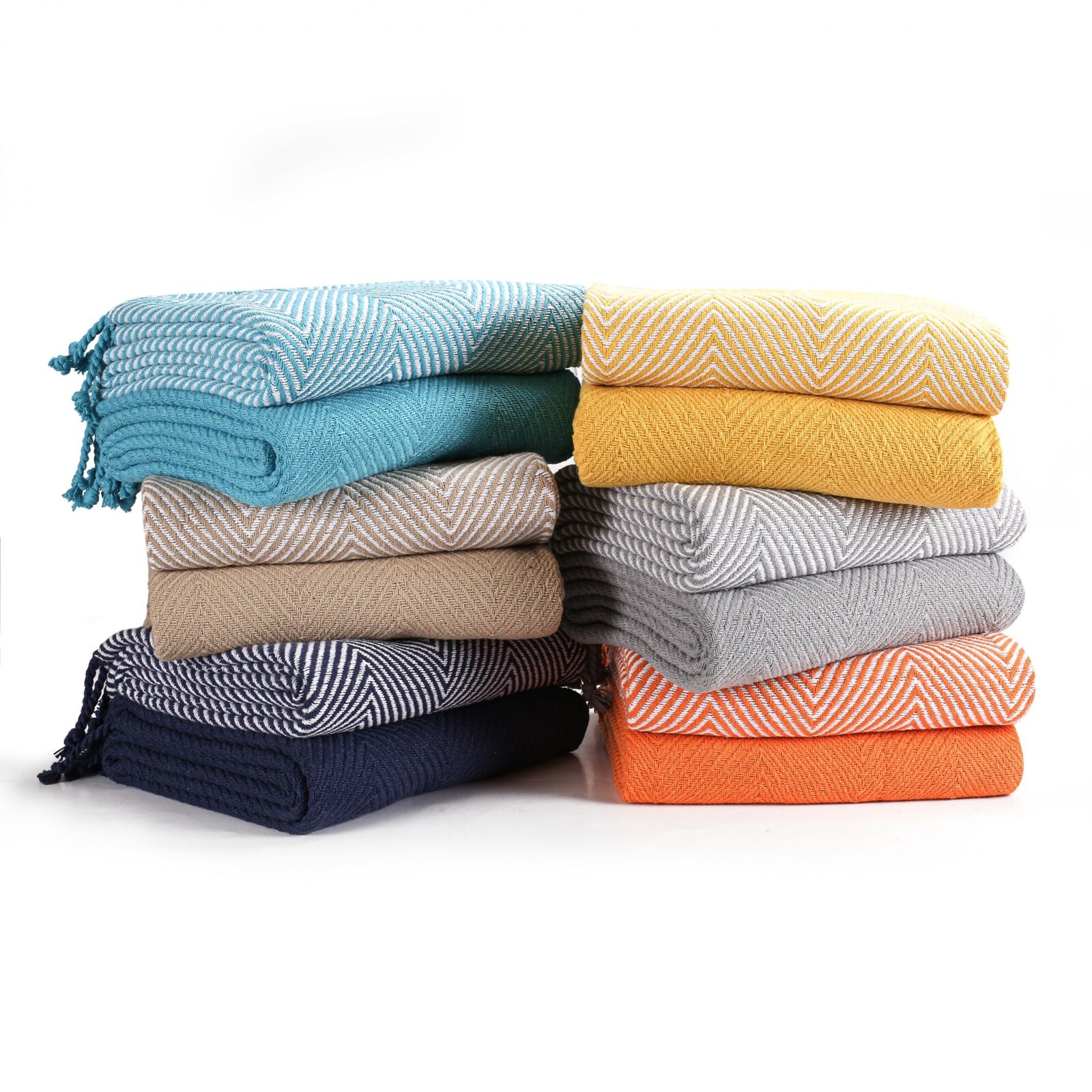 Luxury Pack of 2 Cotton Complimenting Throws for Sofa Blanket,125x 150cms-Single