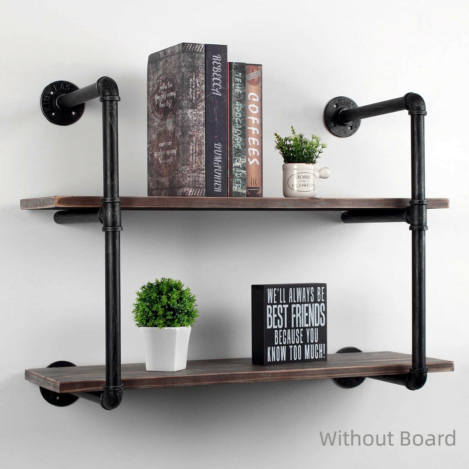 Industrial Floating Shelves Pipe Shelf DIY Rustic Steampunk Shelving Brackets UK