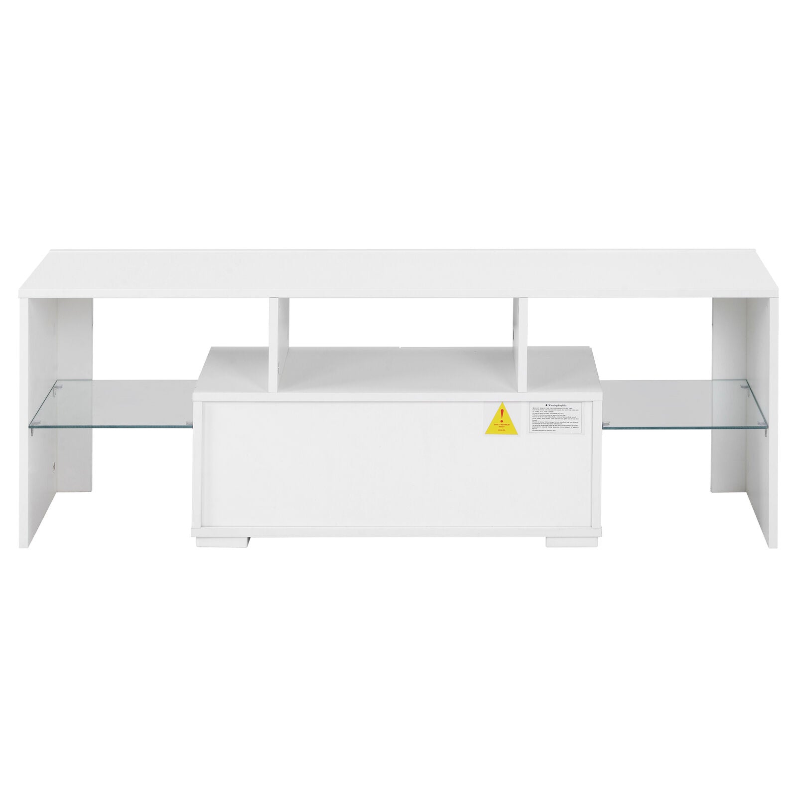 Modern TV Unit Cabinet TV Stand w/Storage 2 Drawers High Gloss LED Light