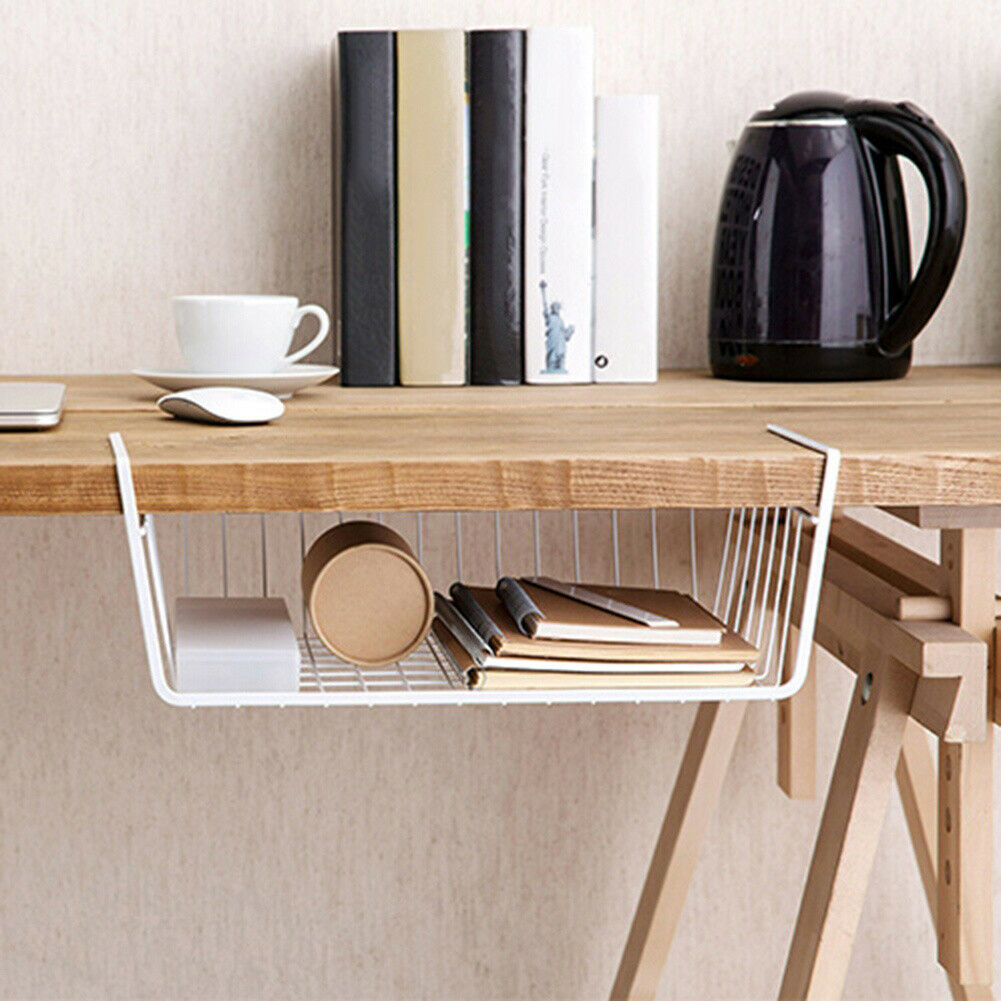 Metal Wire Mesh Under Shelf Basket Cabinet Cupboard Storage Rack Organizer S/L