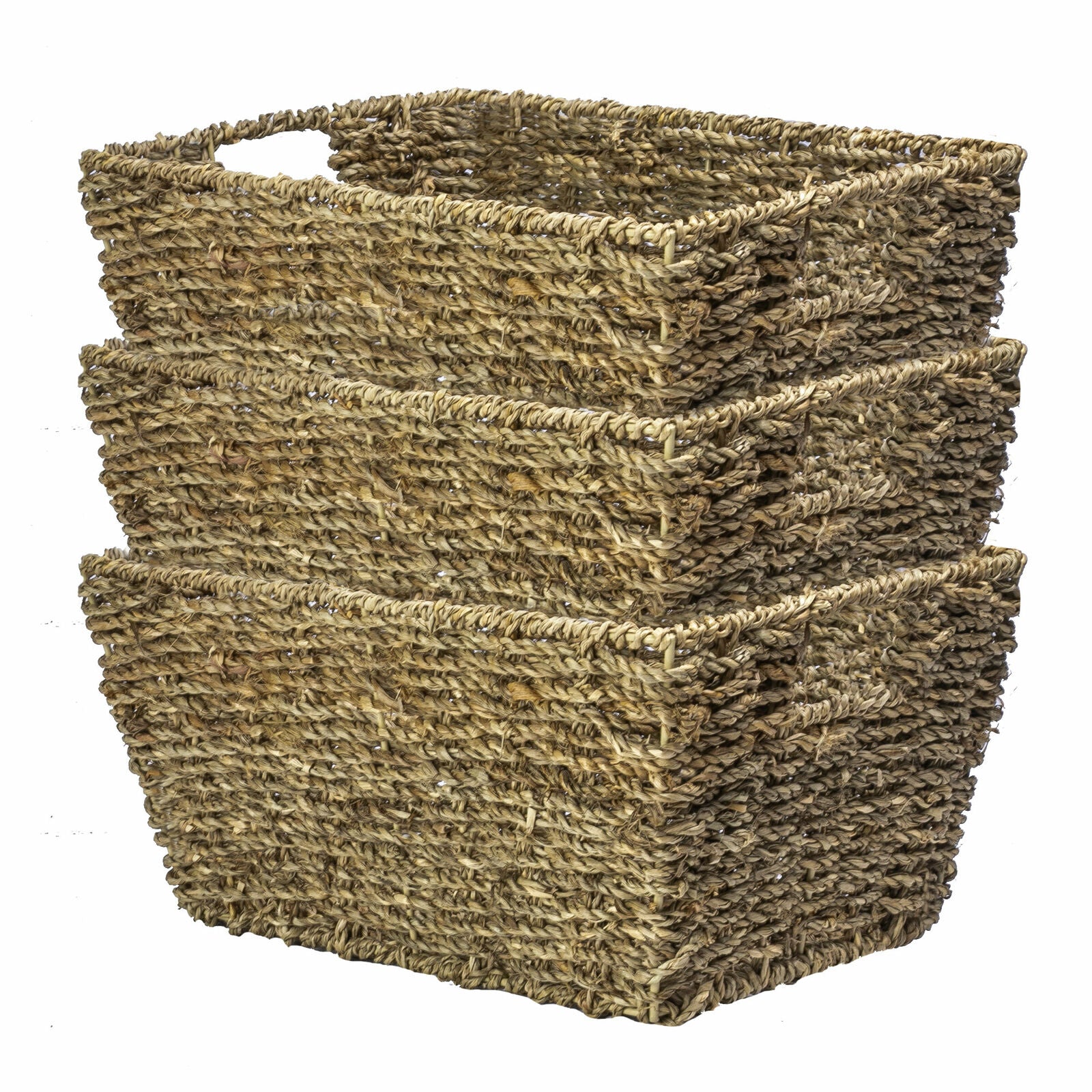 Natural Seagrass Storage Basket Woven Storage Basket Hamper and Gift Box M&W