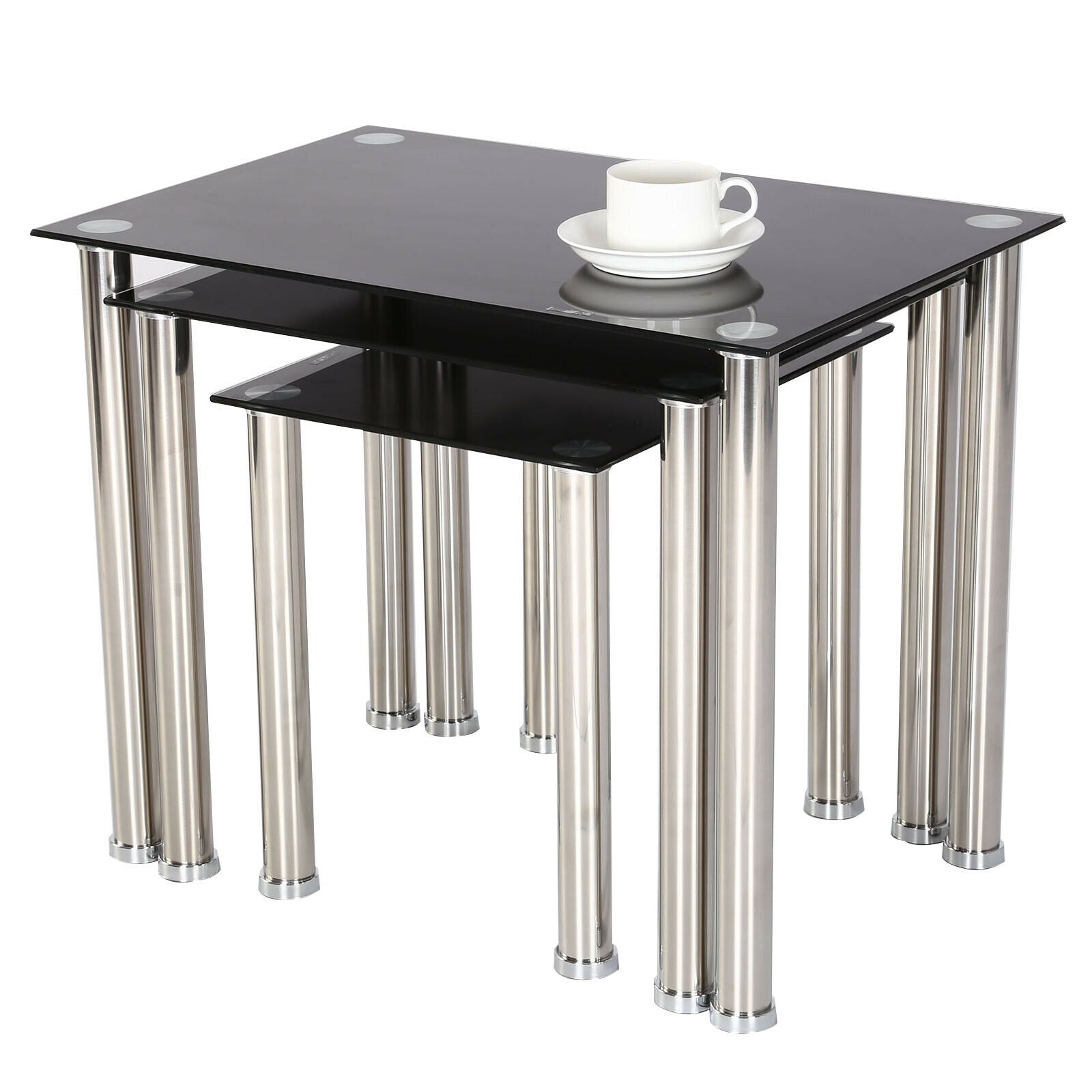 3 coffee set tables home living room black and white furniture metal feet