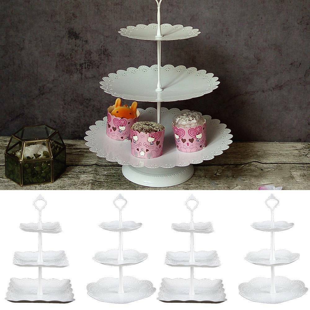3 Plastic Tier Cake Stand Afternoon Tea Wedding Plate Party Tableware Display