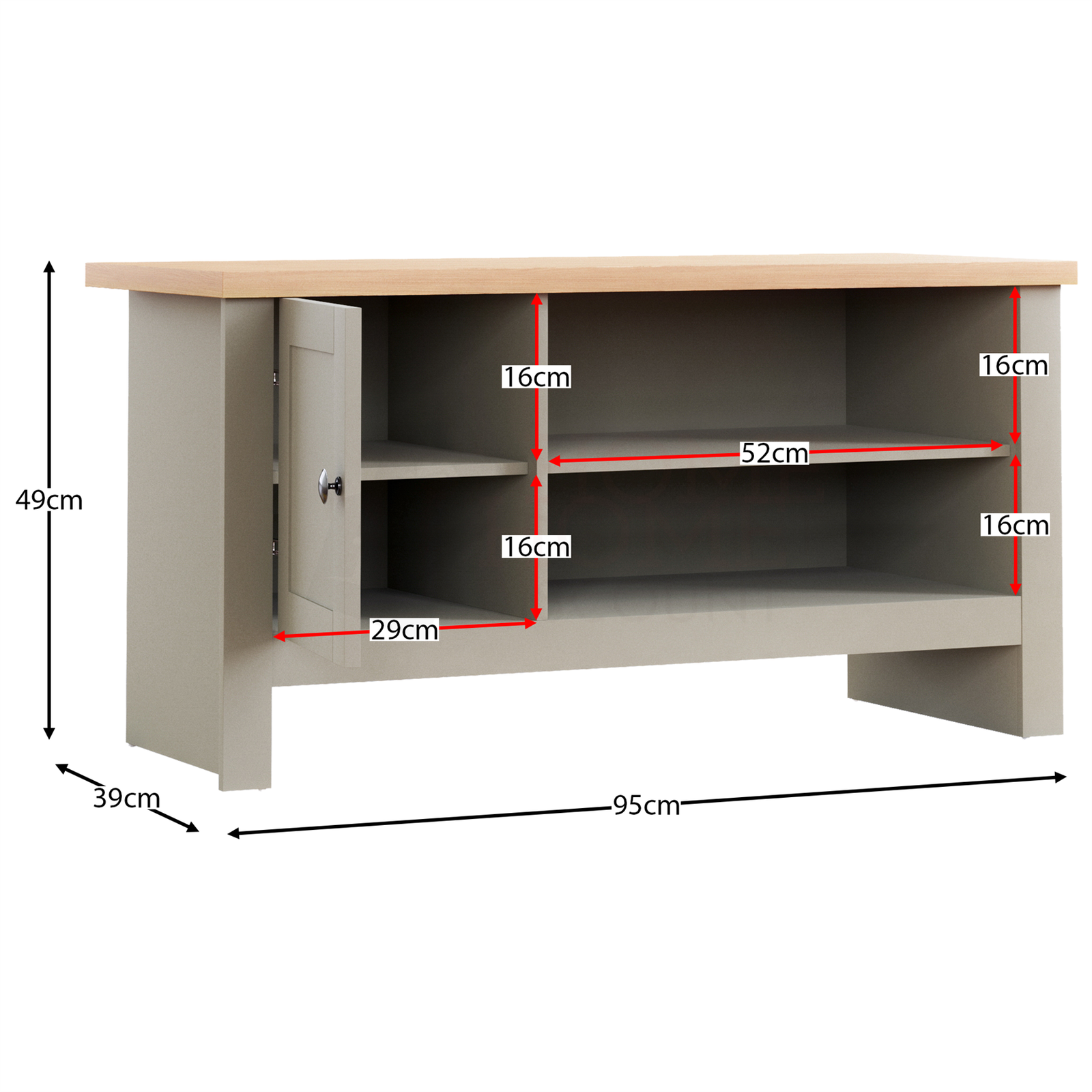 1 Door TV Unit Cabinet Sideboard Stand Living Room Entertainment Grey