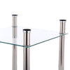 Clear 2 Tiers Glass Stainless Steel Small Display Stand Side Lamp Coffee Table