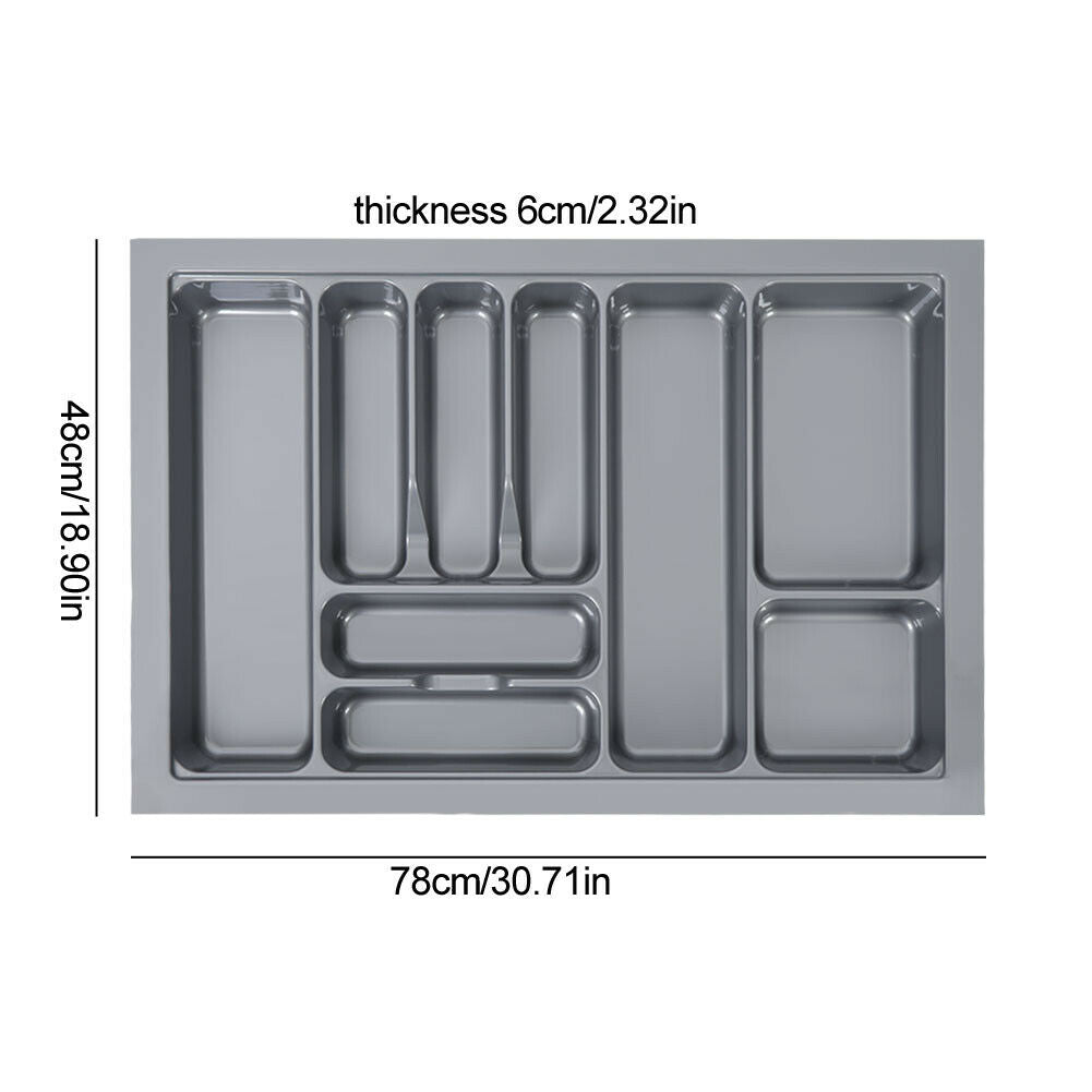 CUTLERY TRAY INSERT KITCHEN DRAWER QUALITY ABS BOX ORGANISER STORAGE GREY